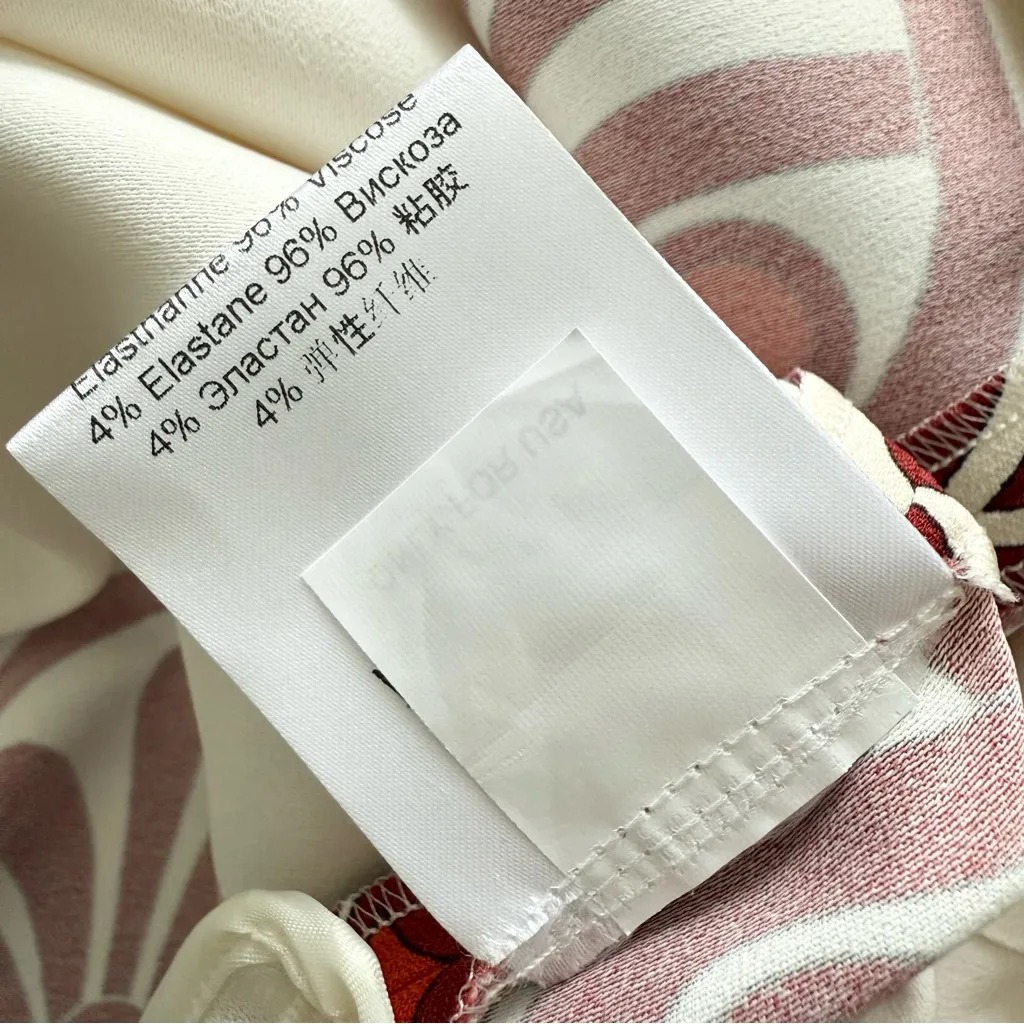 La DoubleJ Medallion Placée Stretch Pants Cream Envers Satin Sz L NWT Red Size L - Image 10