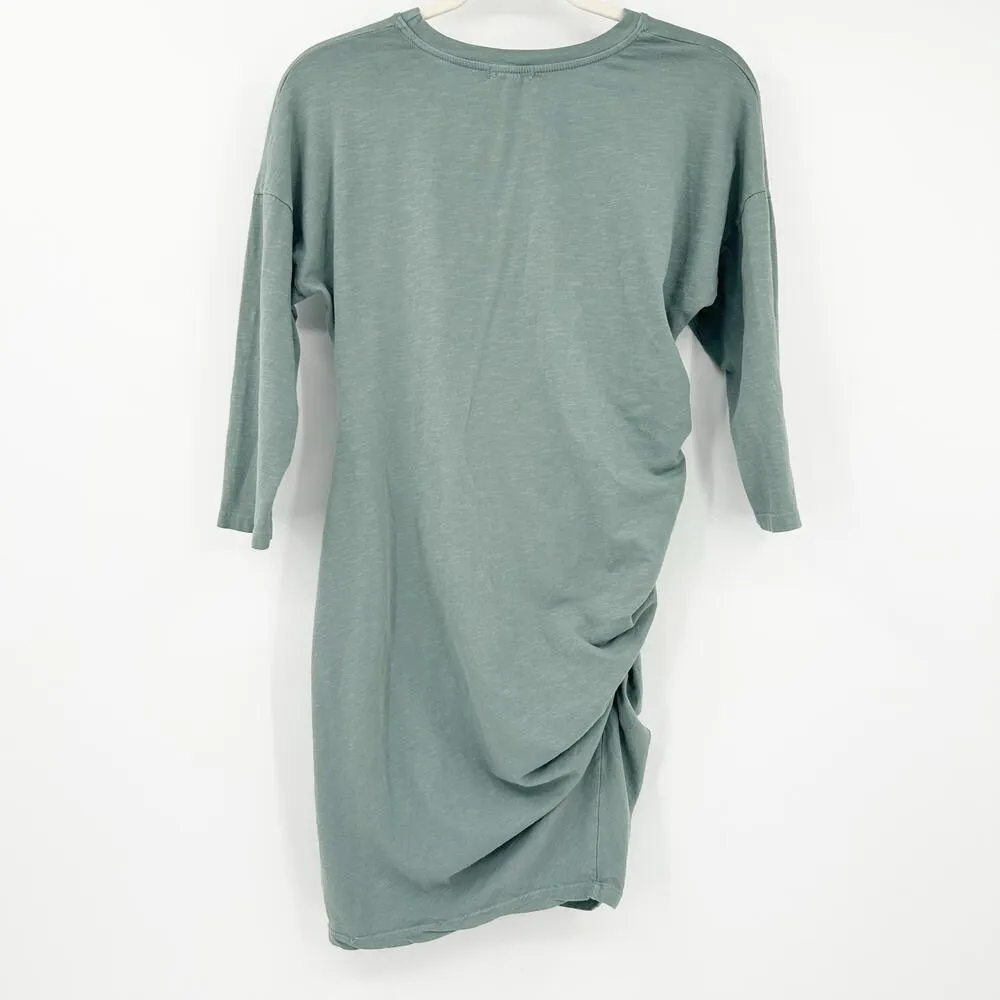Anthropologie Sundry Womens Fall 3/4 Sleeve Shirred Mini Dress Size L Moss Green - Image 7
