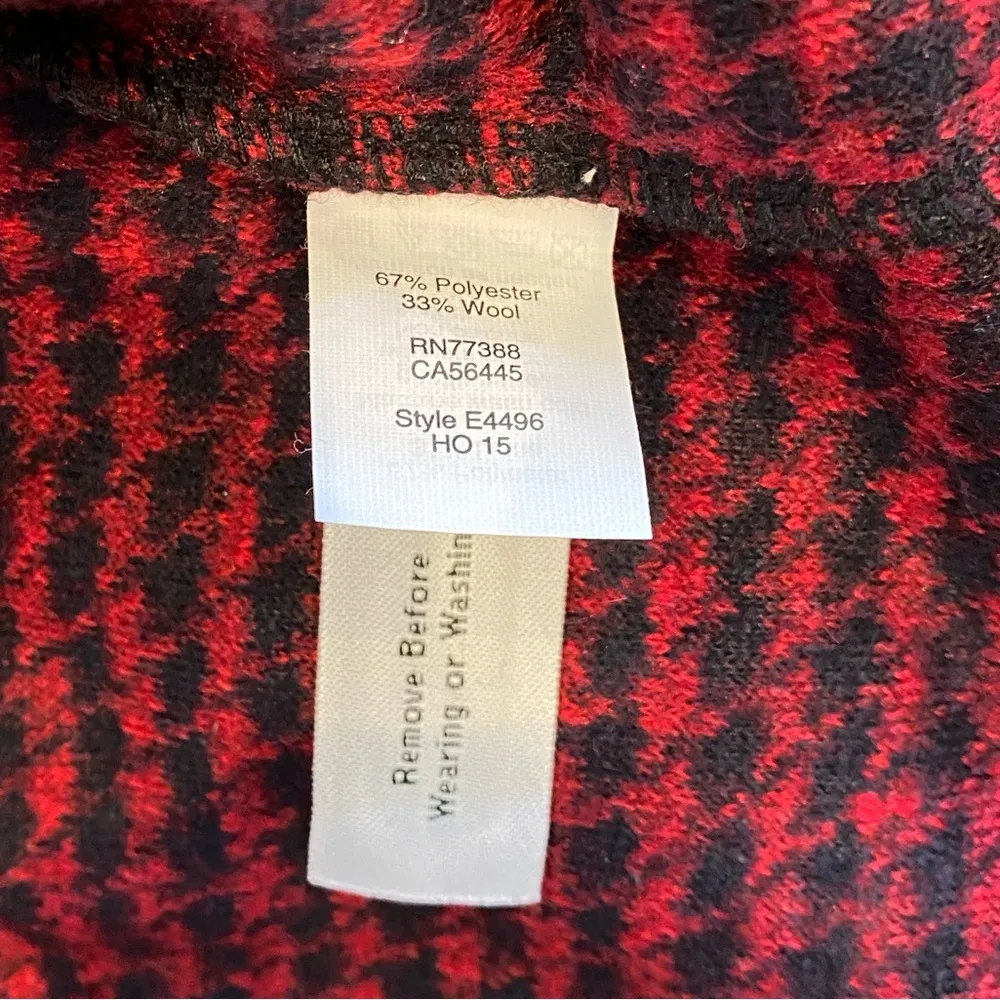 Red Black Brushed Houndstooth Hoodie size L - Image 10