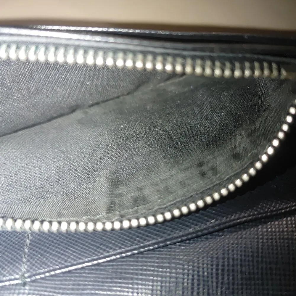 Prada Wallet Milano Black Leather Vinyl Long Metal Zipper Card Slots Pockets - Image 12