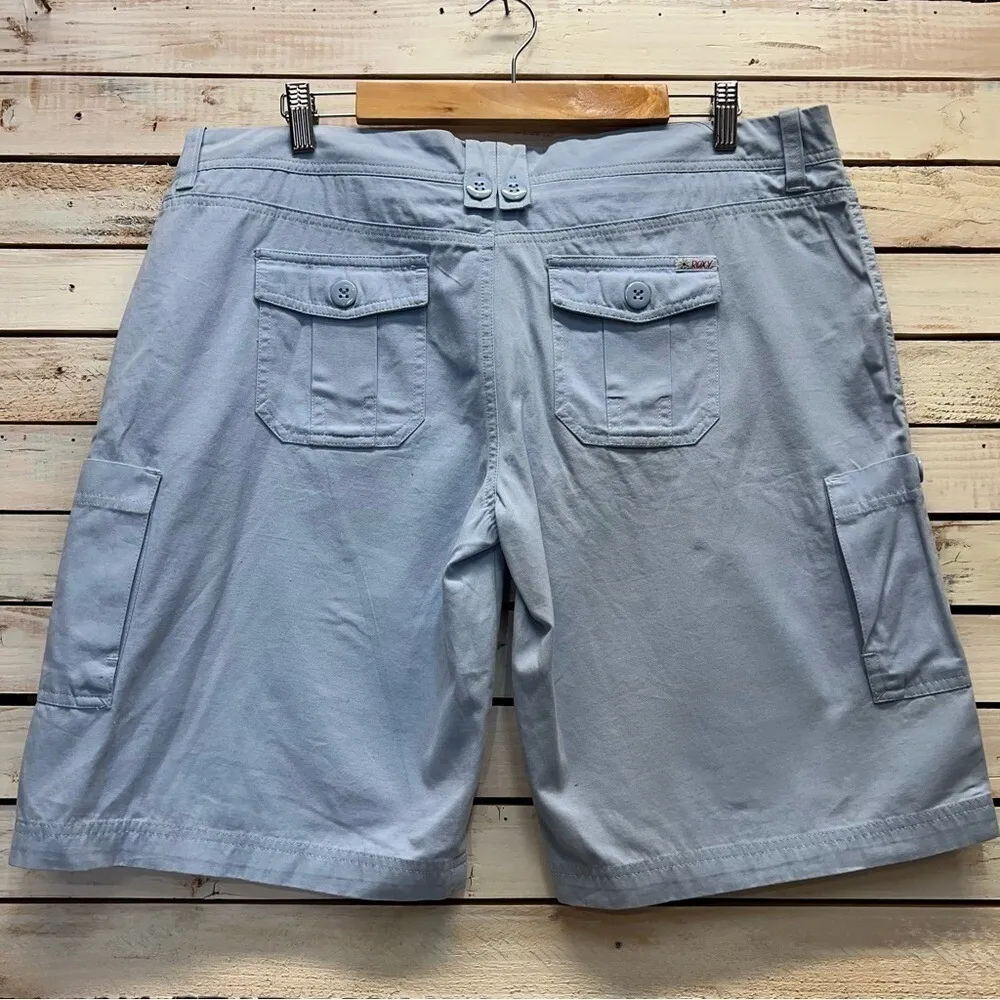 Vintage Roxy U468197 Islands 100% Cotton Utility Cargo Shorts Blue Y2K Sz 13 - Image 7
