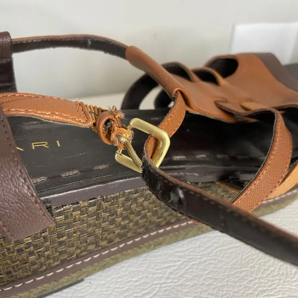 Tahari Jane Brown Leather Espadrille Platform Sandal Size 9.5 - Image 11