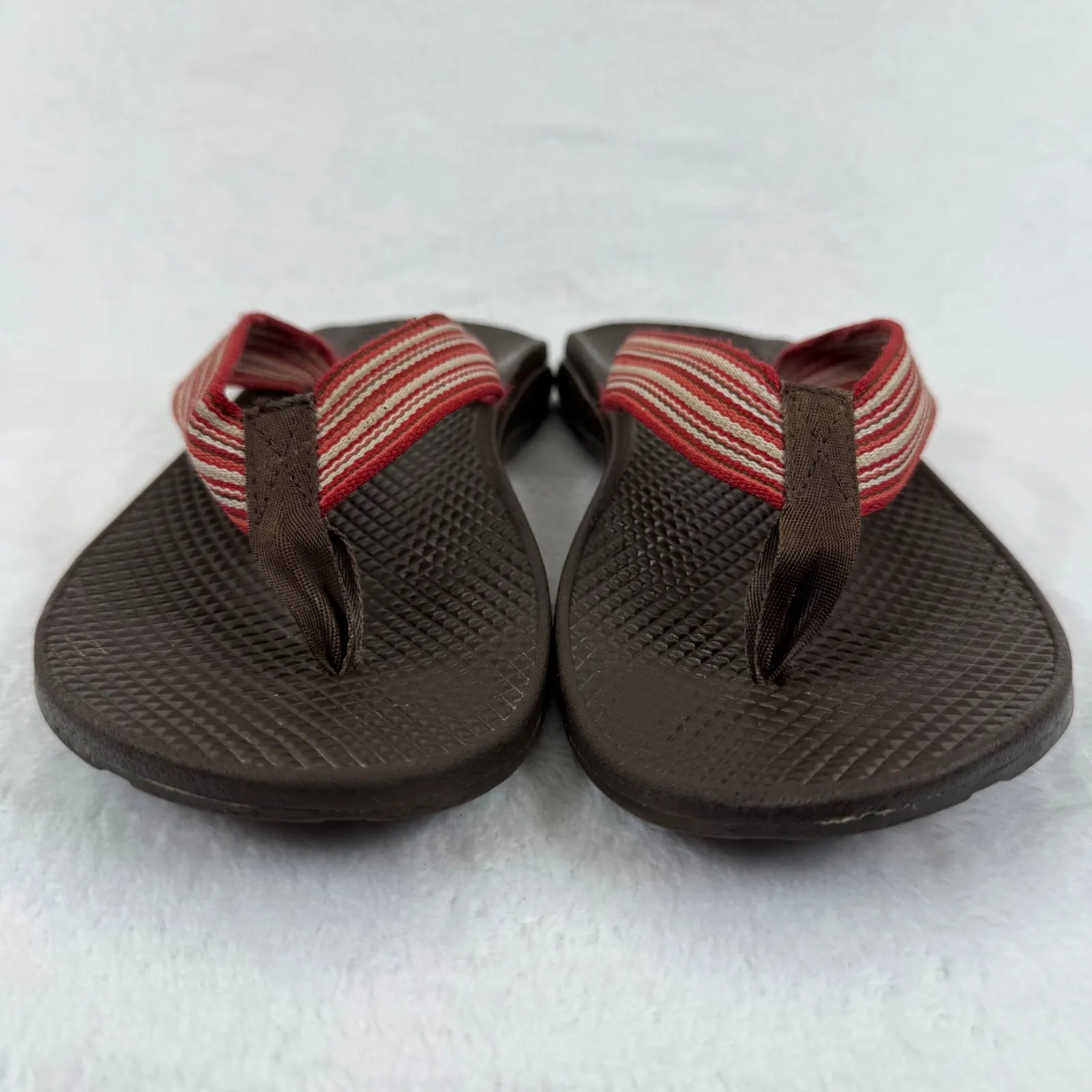 Chaco Women's Flip Flops Sandals‎ Brown Red Striped Size 9 W Summer Casual - Image 2