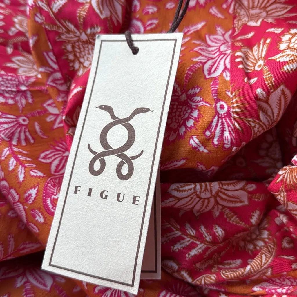 NWT FIGUE hayden Maxi skirt in batik floral raspberry print size 8 $498 cotton Pink - Image 3