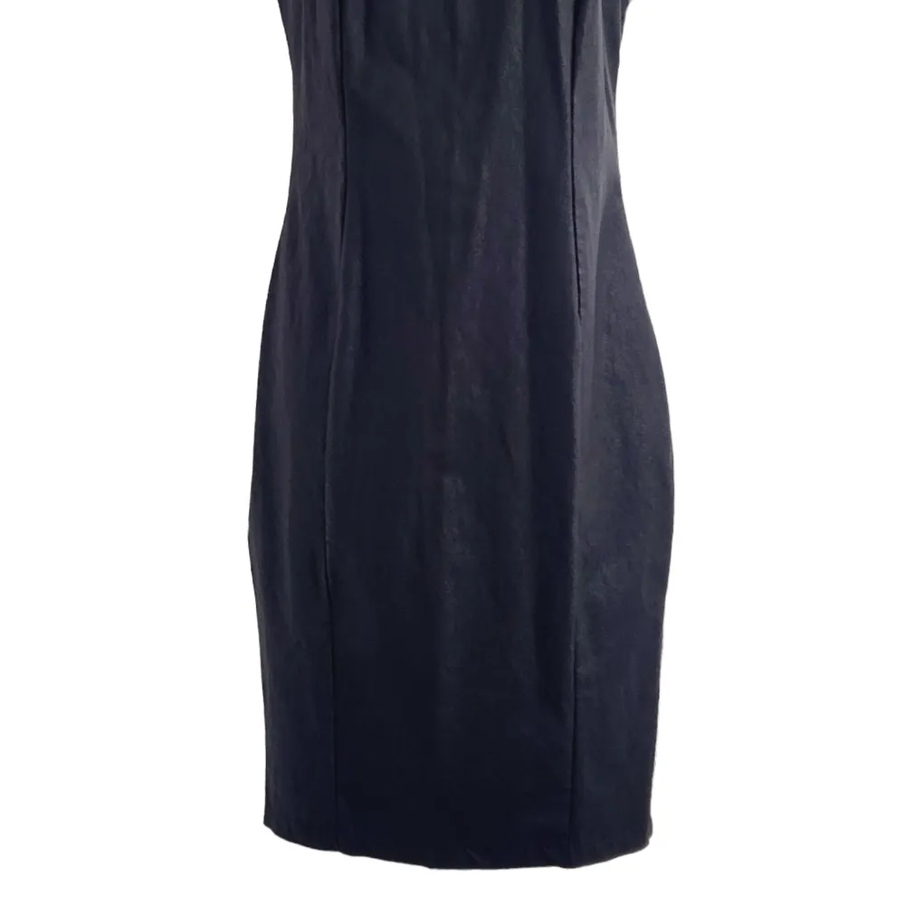 Solemio Los Angeles Pleather Racerback Stretchy Zip Midi Pinup Style Dress Sz: M - Image 3
