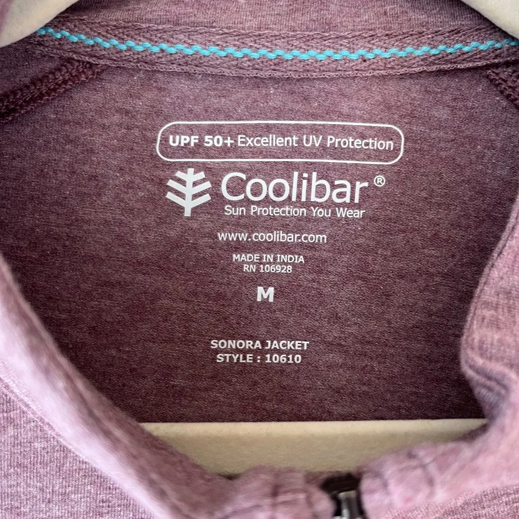 Coolibar Sz M Purple UPF 50 Full Zip Jacket Kangaroo Pockets Thumb Holes Stretch Size M - Image 3