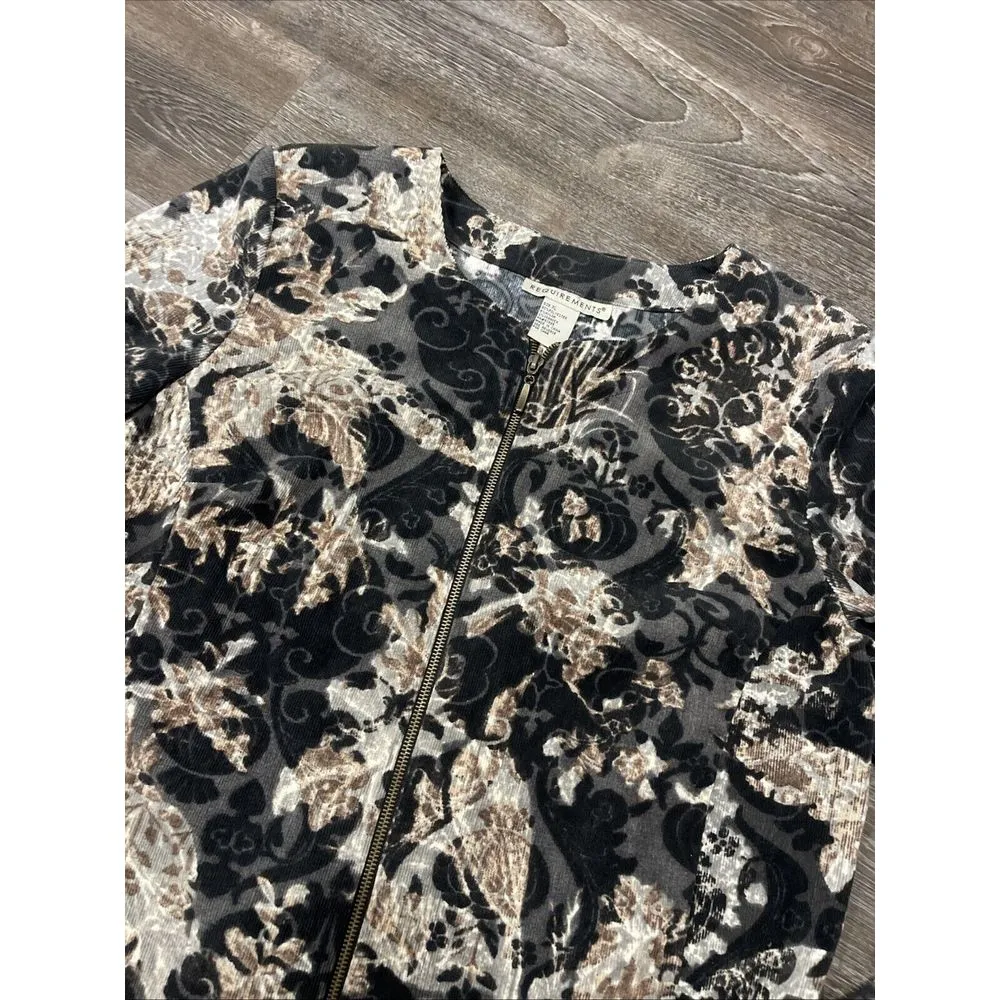 REQUIREMENTS Women's XL Corduroy Blazer Multicolor Abstract Zip Jacket‎ B-R - Image 2