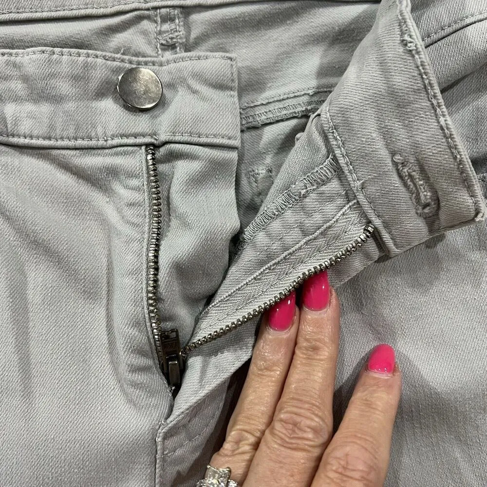 Eileen Fisher Size 6 Jeans Slim Straight Leg Denim Mid Rise Light Gray Stretch - Image 5