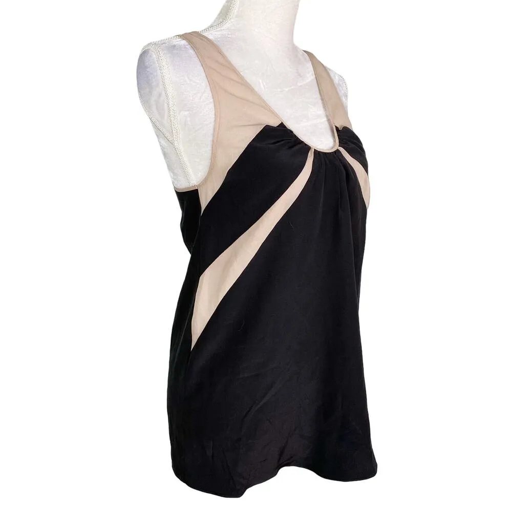 Faith Connexion Top Tank 4 Silk Black Beige Semi Sheer New - Image 4