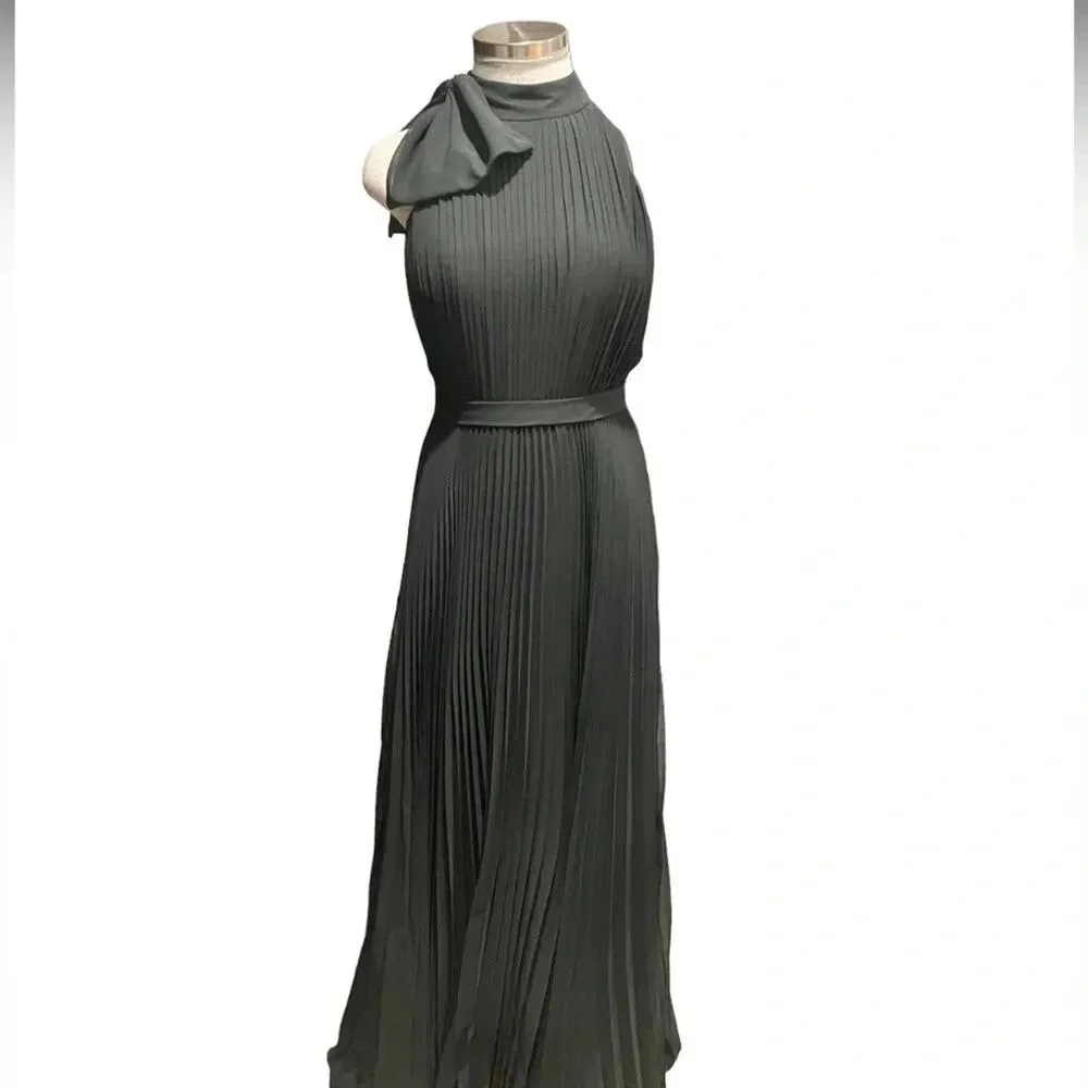 AZAZIE CAILYN Long Black Flowy Pleated Chiffon Dress Size 2 - Image 7