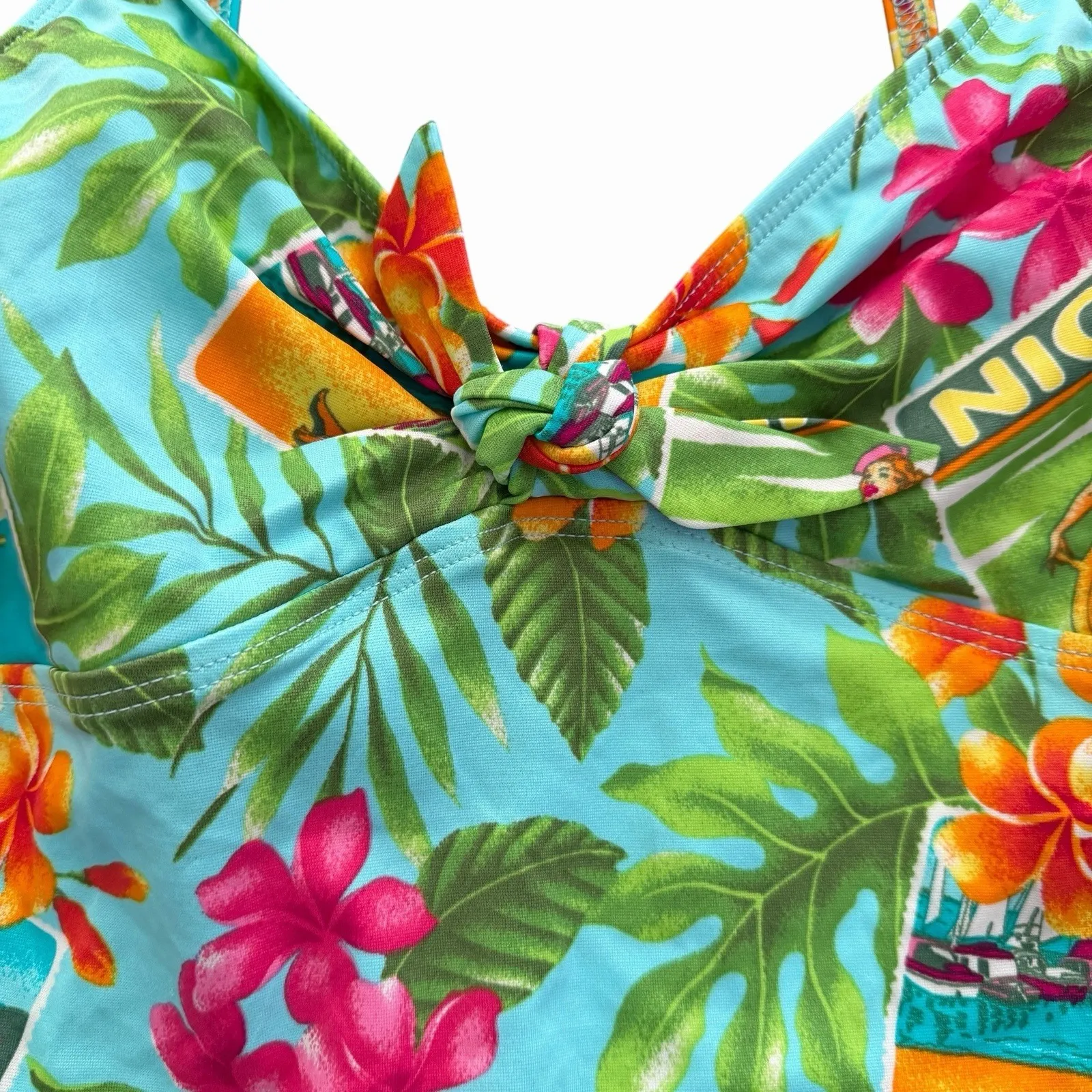 VTG 90s Kathy Ireland Womens Swimdress One Piece Size 10 Halter Pin Up USA Made - Image 4