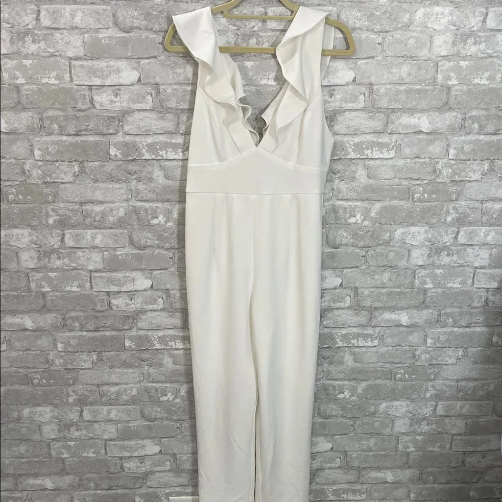 Lulus White Leilani White Ruffled Jumpsuit - Image 2