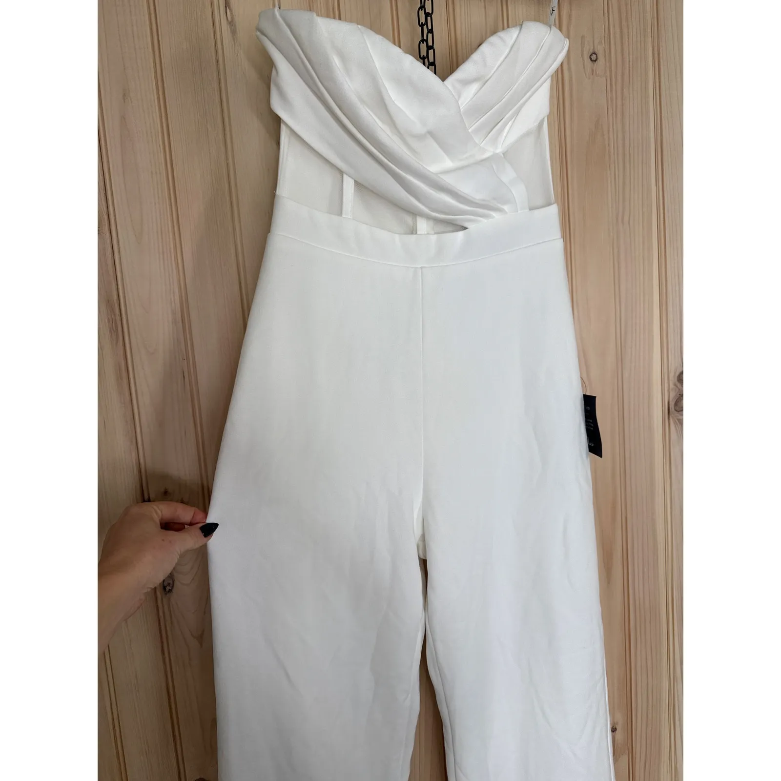 NWT Lulus Surely Stunning Ivory Strapless Bustier Jumpsuit Cut Out Elegant XXL - Image 5