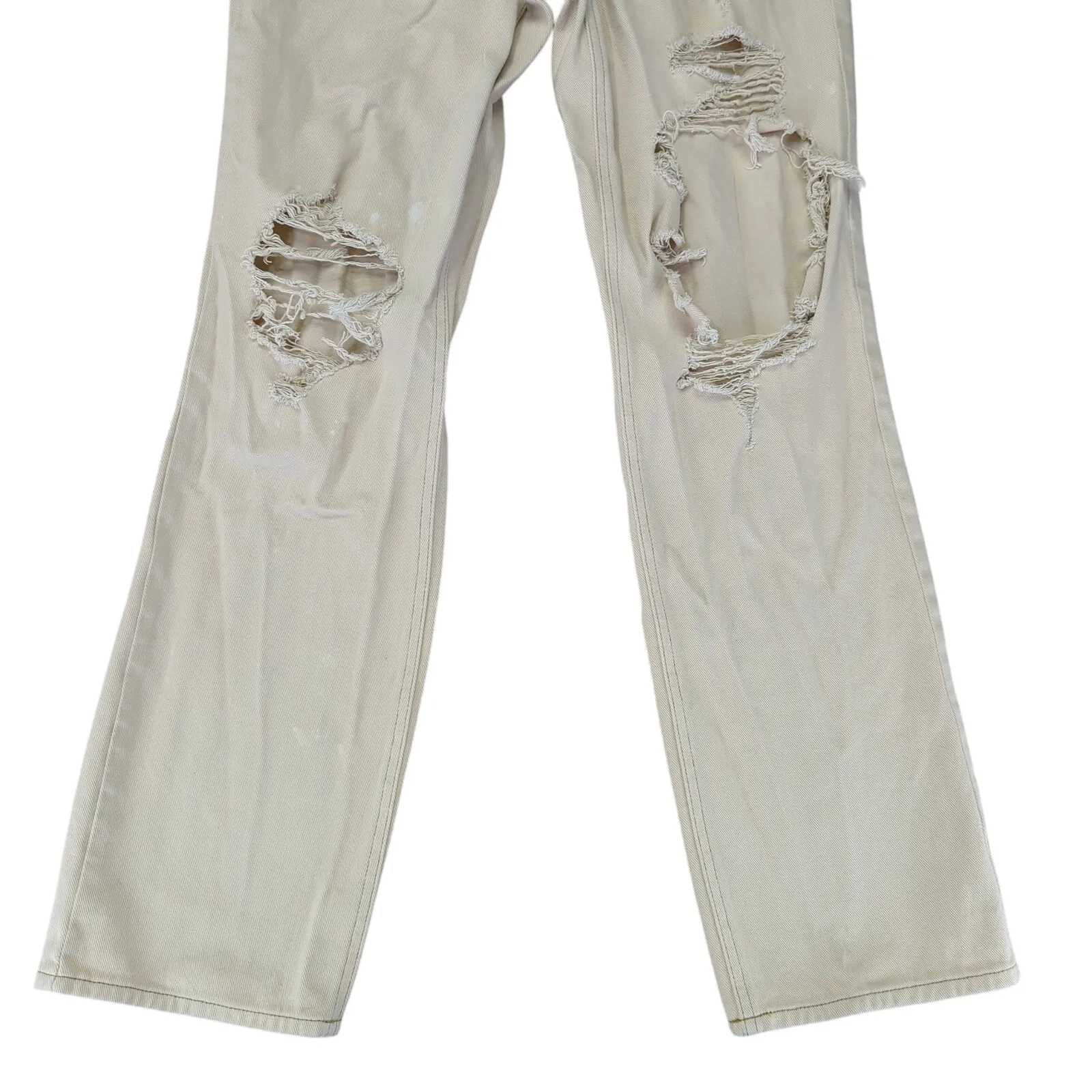 PacSun '90s Boyfriend Jeans Distressed‎ Women's 28 Cream 100% Cotton Rigid Denim - Image 4