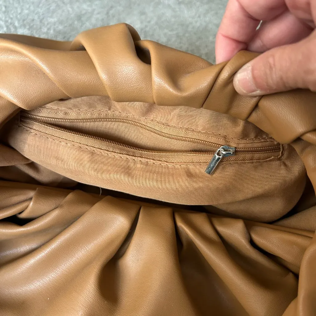 Shoulder Pouch Softest Faux Leather Slouchy Tote in Camel Shoulder Bag - Image 10