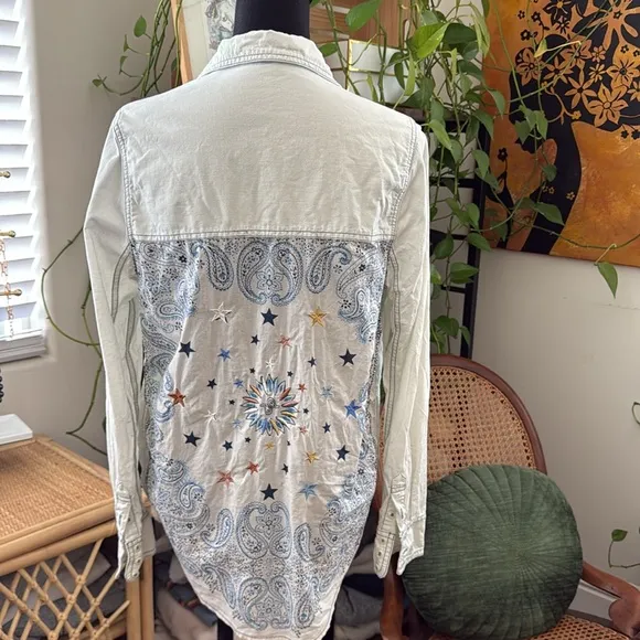 Free People Bandana Bandit Long Sleeve Button Up Celestial Paisley Shirt - Image 2