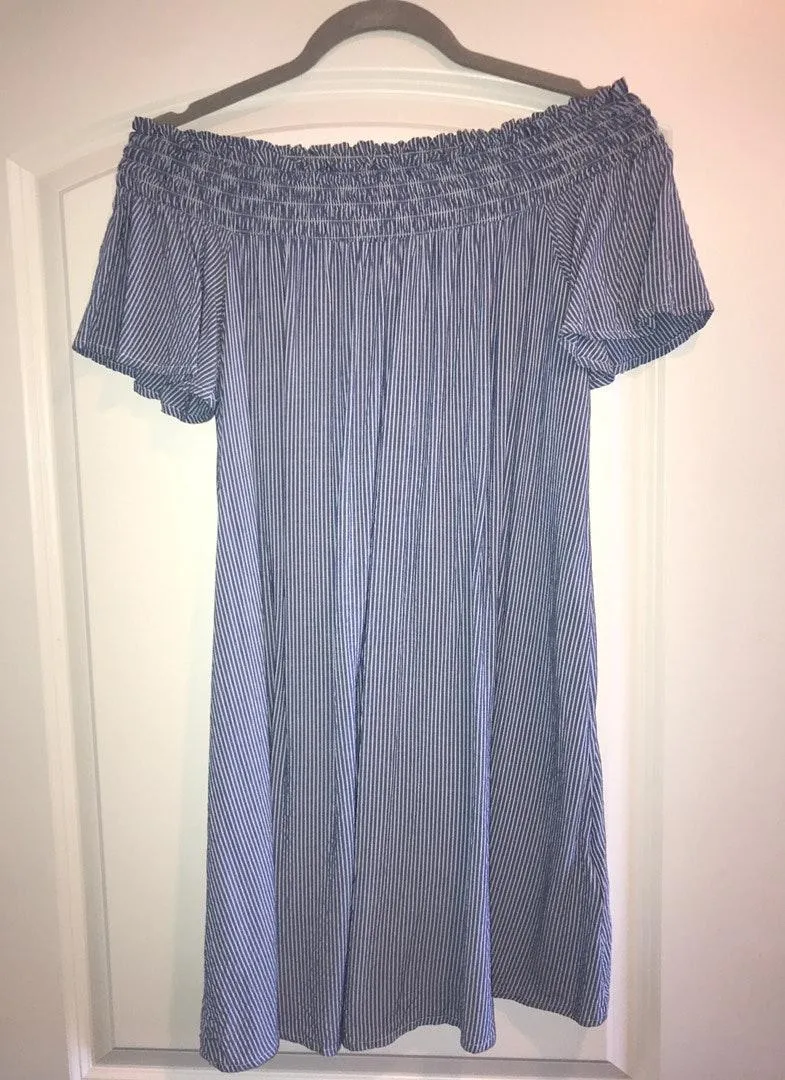 Striped Off The Shoulder Dress - Image 4