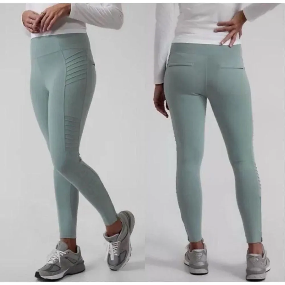 NWT Athleta Delancey Moto Leggings Sage Green‎ Size XXS Compression Active - Image 2