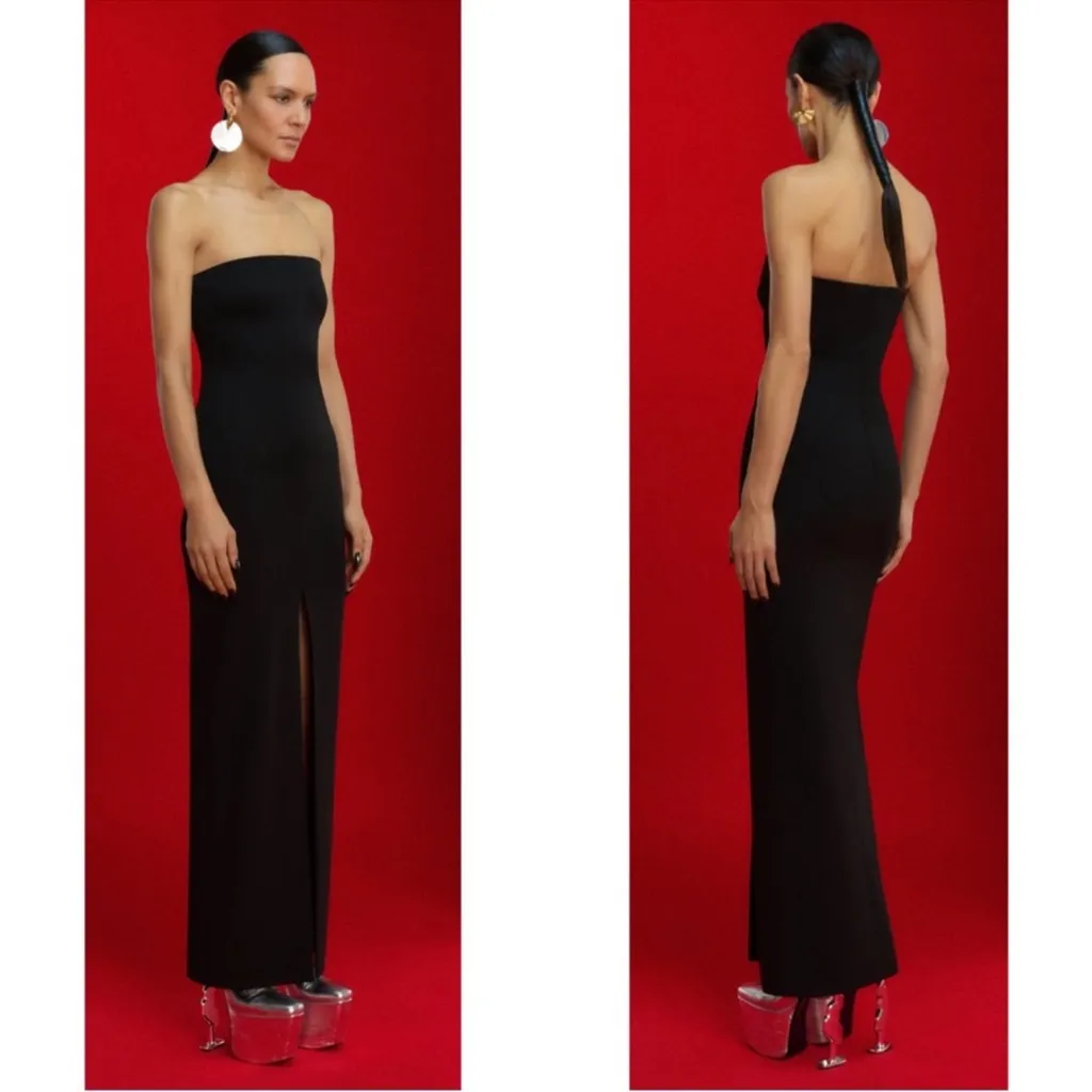 Solace London Bysha Black Strapless Maxi Dress UK12/US8 - Image 4