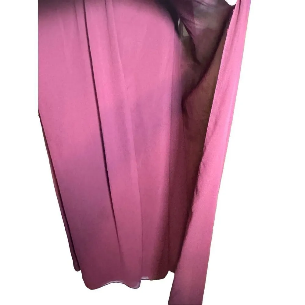 Bill Levkoff Womens Maroon Maxi length Chiffon Gorgeous Strapless Minimalist Bri - Image 8