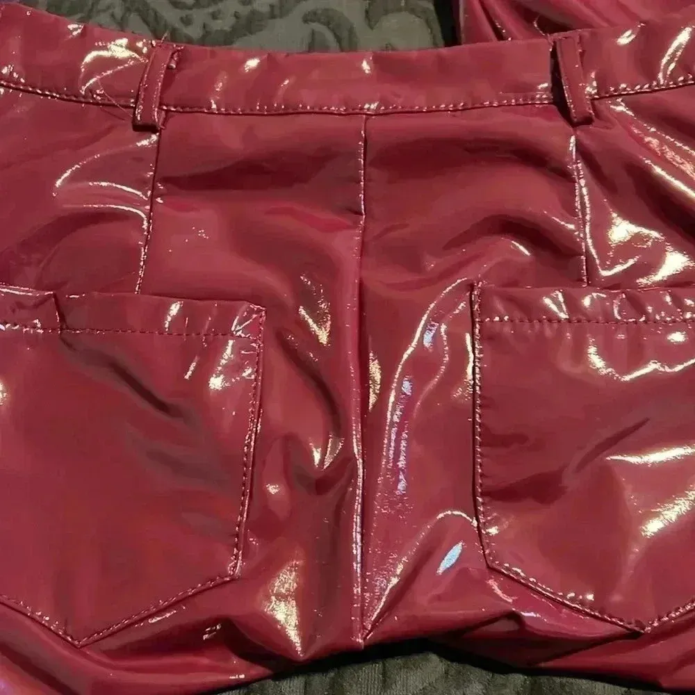 Misguided Burgundy Vinyl Pants J20 - Image 5