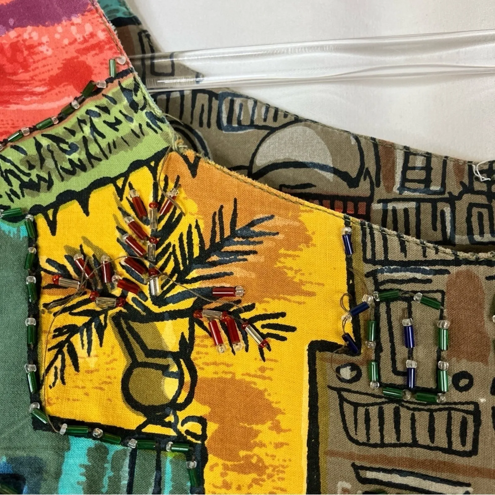 Vintage Vibrant Boho House Dress Mumu Palm Tree Summer XL Blue - Image 4