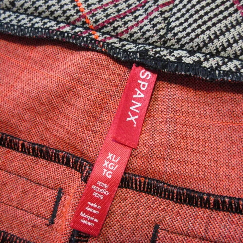 NWT SPANX 20672Q Perfect Kick Flare in Orange Pop Plaid Ponte Crop Pants XLP - Image 5