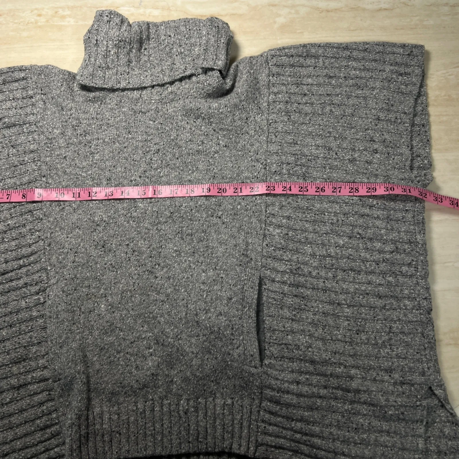 Athleta Turtleneck Poncho Gray Wool Blend Knit Pullover Top S/M - Image 7