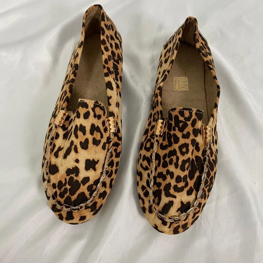 Y2K Leopard Animal Cheetah Print Brown Tan Slip On Loafers EU 42 US 11.5 - Image 3