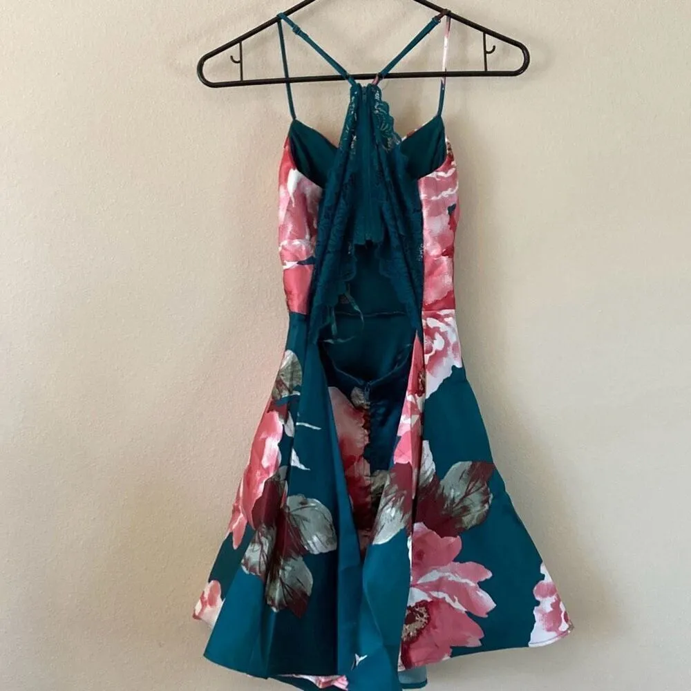 City Studio Floral Fit and Flare Cocktail Party‎ Dress Size 1 (Juniors) (M2) NWT Green - Image 4