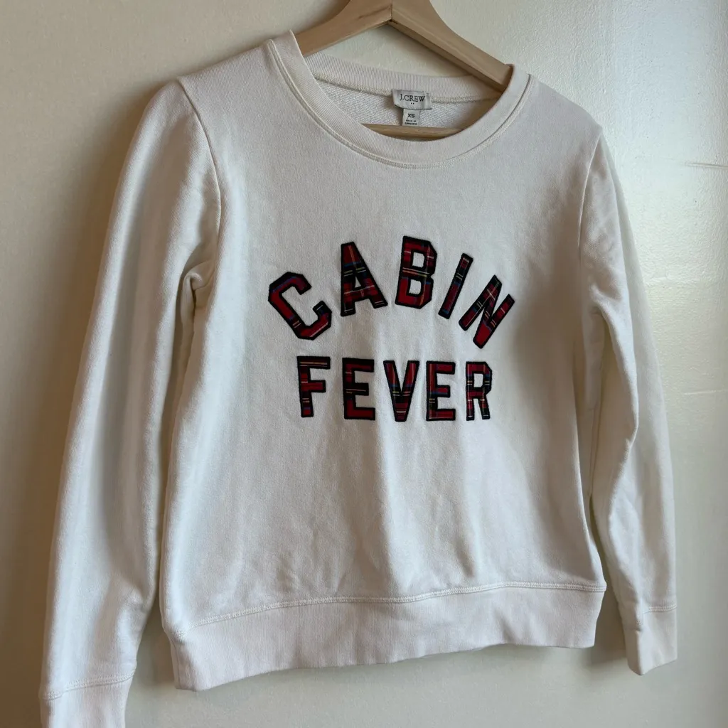 J.Crew Holiday Cabin Fever Fleece Pullover Sweater – Ivory Tartan XS - Image 4