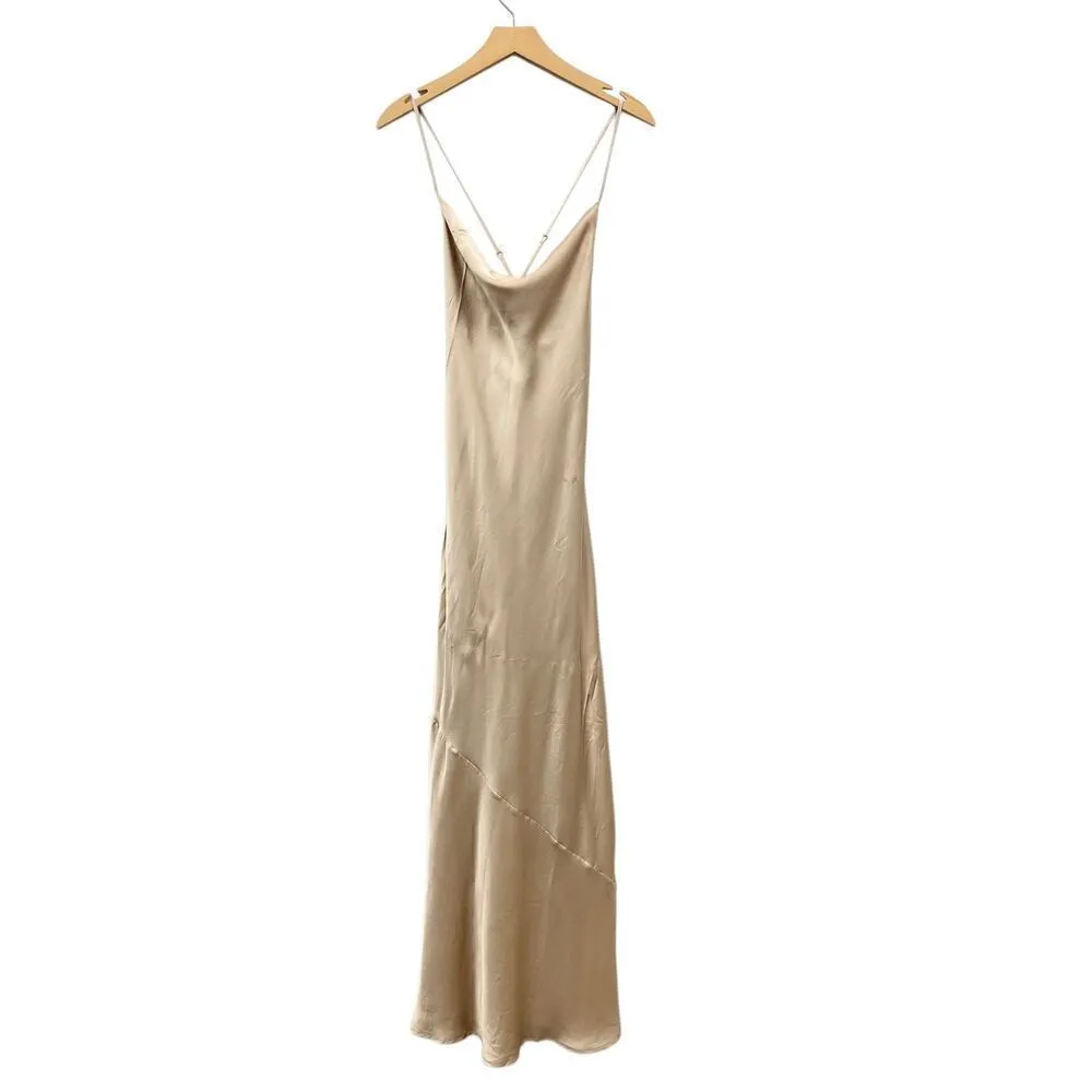 Show Me Your Mumu Tuscany Maxi Slip Dress in Champagne Luxe Satin size XS - Image 5