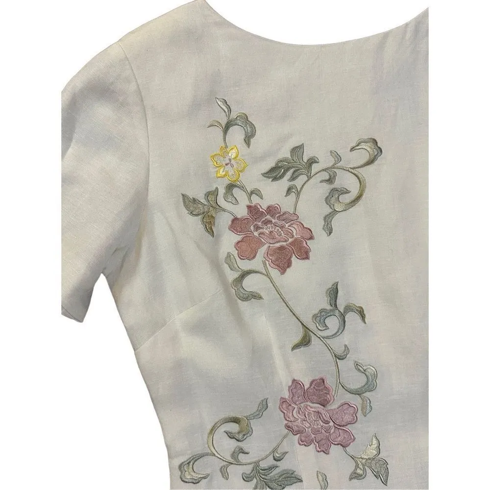 Jessica Howard Vintage ivory embroidered floral minimalist cottagecore l… - Image 5