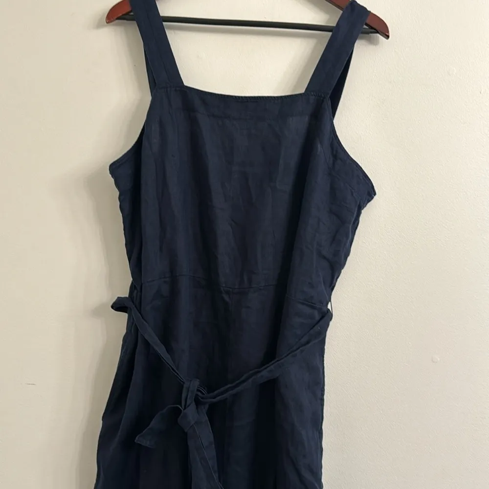 Quince 100% European Linen Square Neck Jumpsuit Sz xl Blue - Image 5