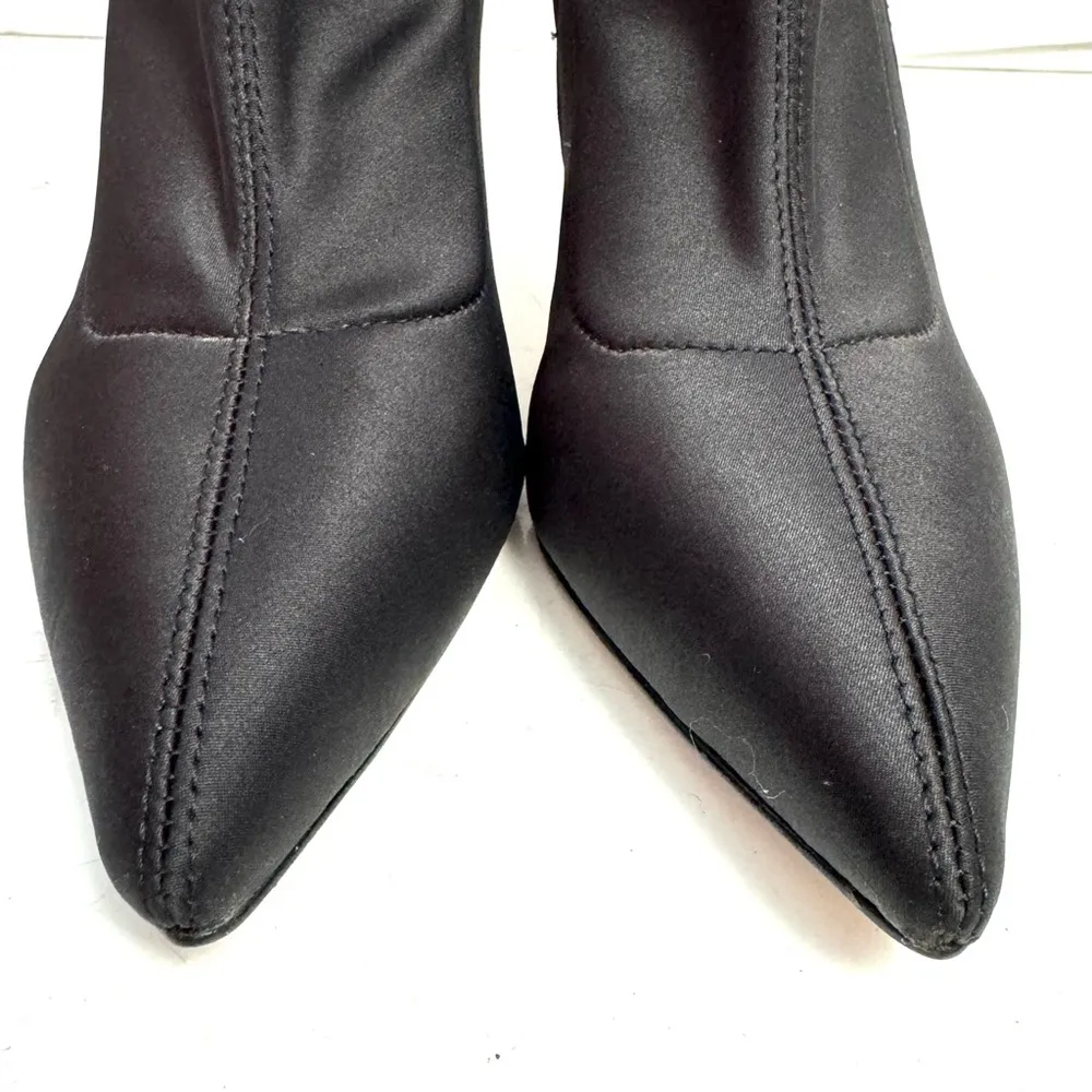 Badgley Mischka Black Jeweled Rhinestone Satin Boots Size 6.5 - Image 2