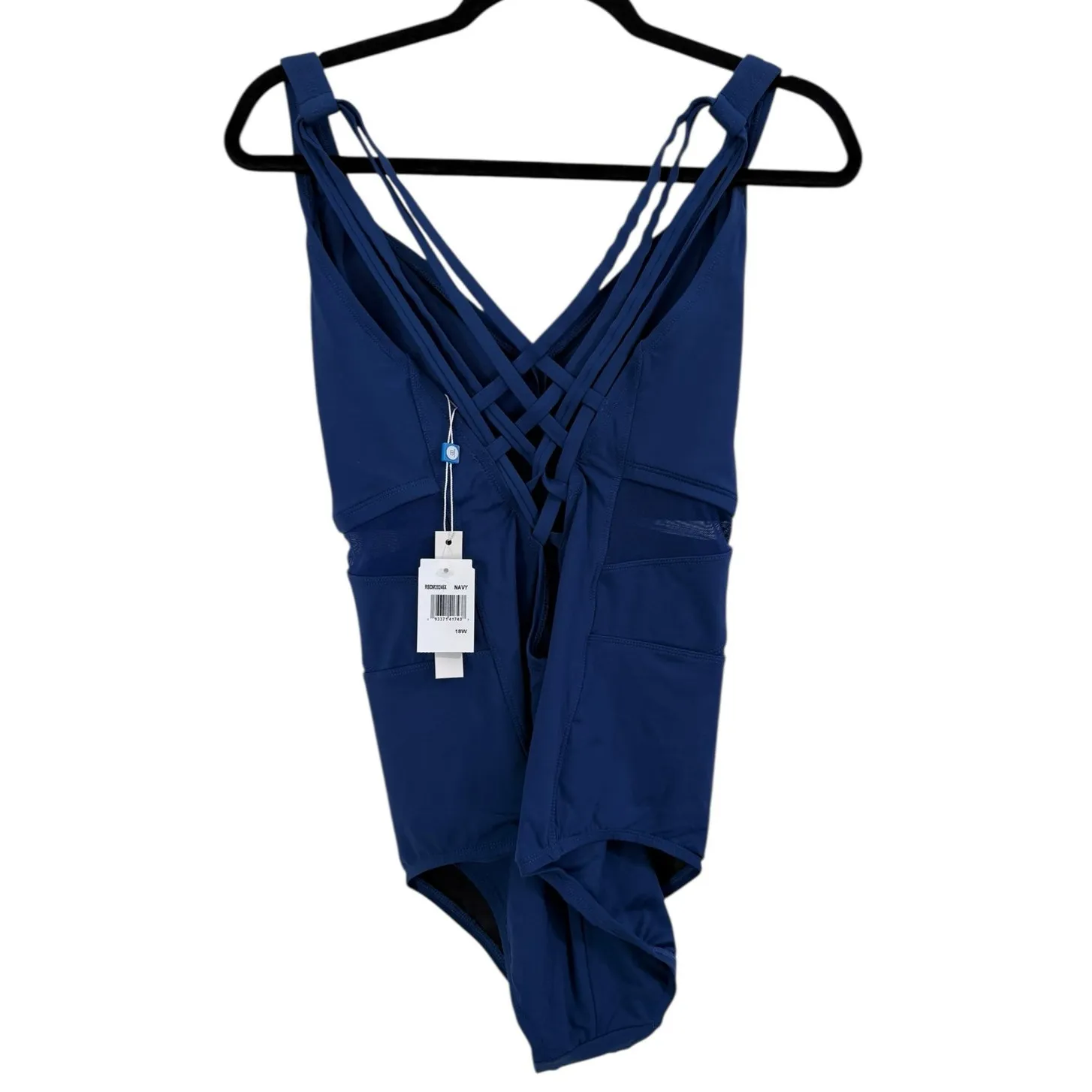 NWT! Bleu Rod Beattie Dont Mesh With Me One Piece Swimsuit Navy - Size 18W - Image 4