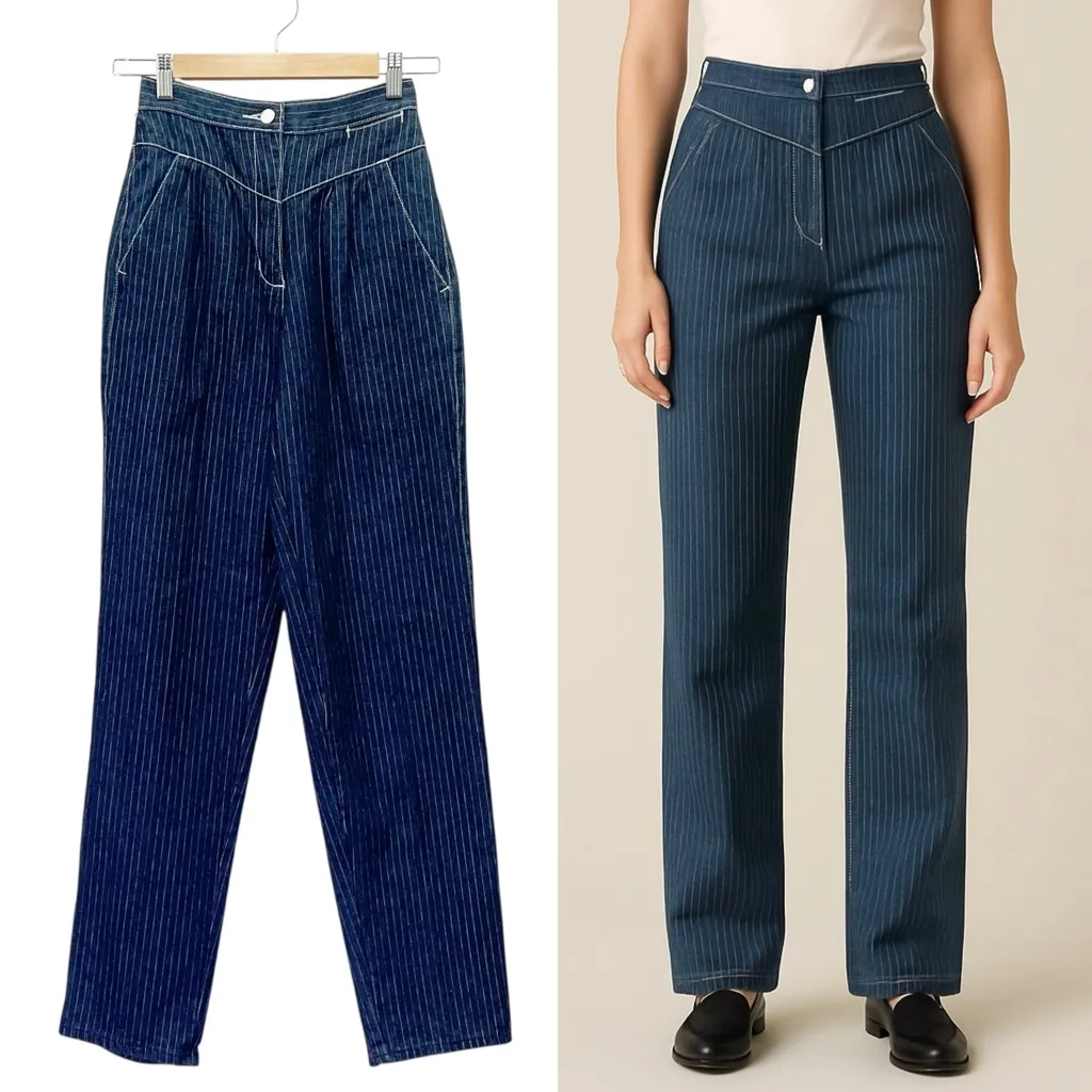 Vintage Union Gap High Rise Striped Denim Jeans Size 5 Junior NWT 100% Cotton Blue - Image 13