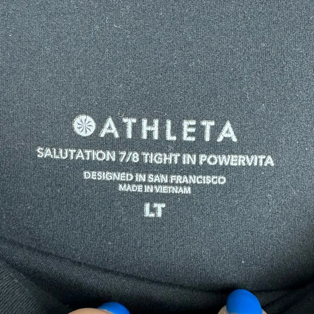 Athleta Salutation Stash Pocket ll Twist 7/8 Tights Leggings Sz Large Tall Black - Image 9