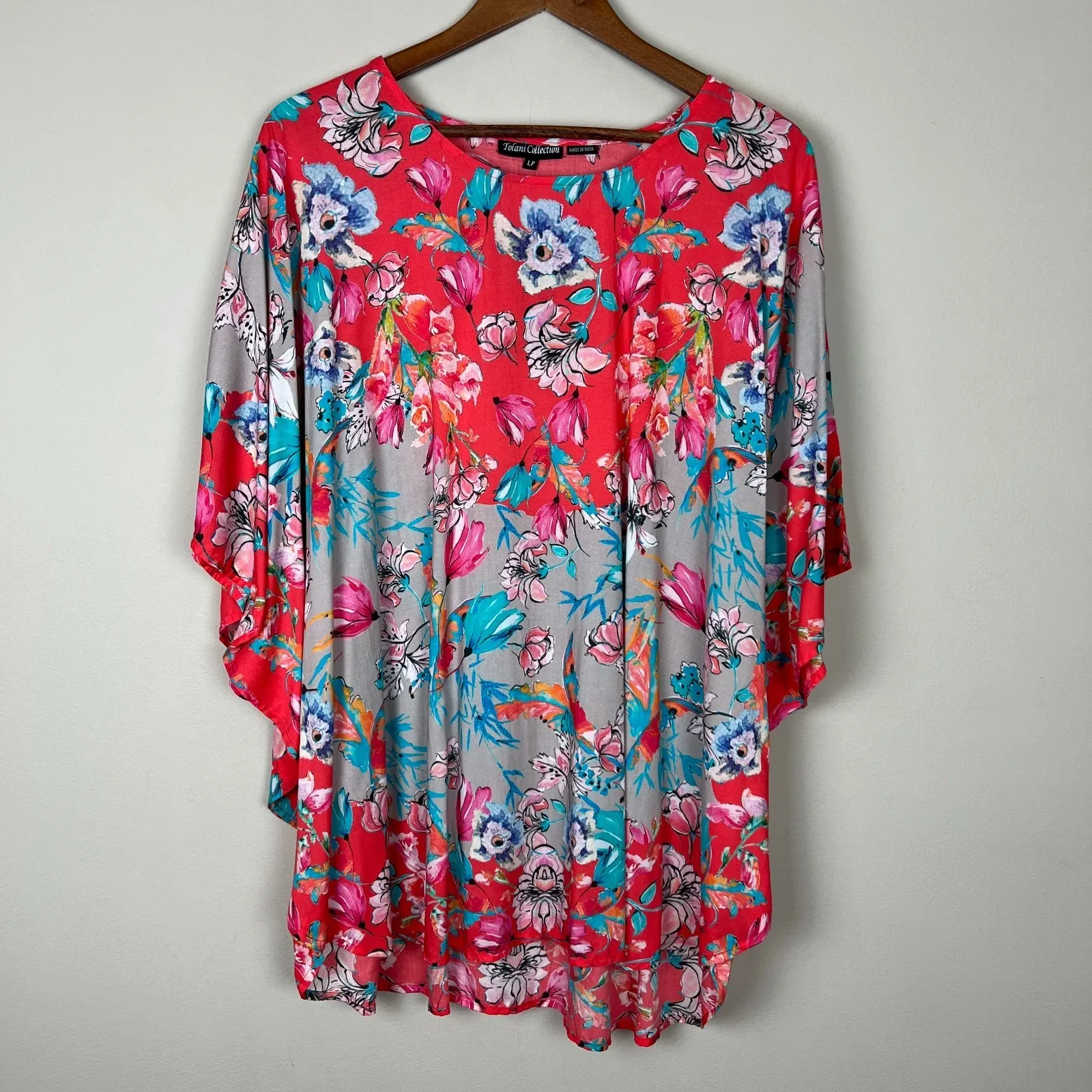 TOLANI COLLECTION Tunic Top Large Narissa Poppy Floral Caftan‎ Kimono Boho Flowy - Image 4