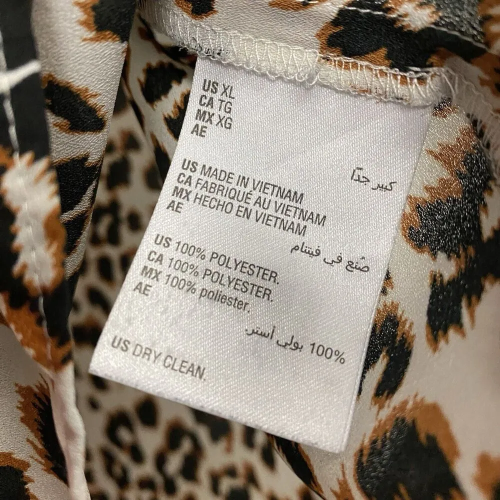 Bar III Slip On Cami Women’s XL Black Ivory Animal Print Eyelash Lace Tank Top - Image 4