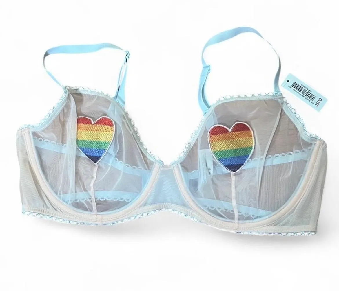 Adore Me Bra Sz Various Alyshia Rainbow Heart Sheer Sexy Statement Piece - Image 3