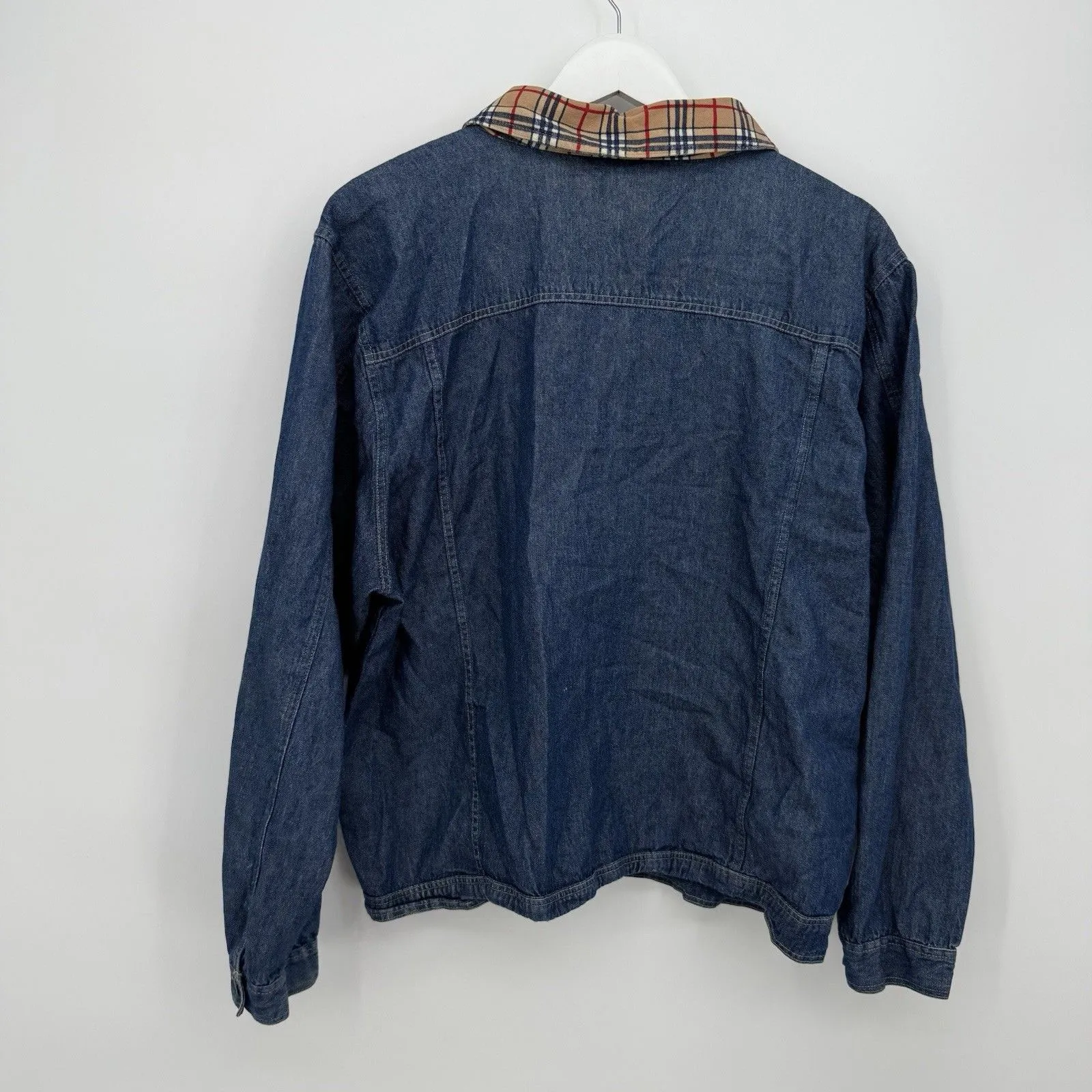 Capacity Vintage Lightweight Cotton Denim Button Front Jacket Top Size XL Plaid Blue - Image 7