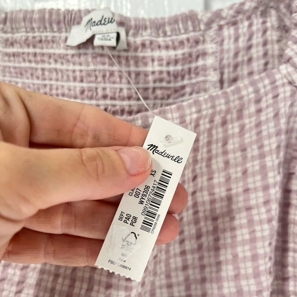 NWT Madewell seersucker Hopewell Puff Sleeve cropped top size XS - Image 7