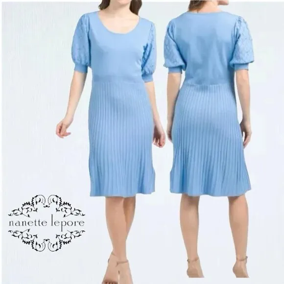 NWT Nanette by Nanette Lepore Blue Pearl Sleeve Knit Dress L - Image 2
