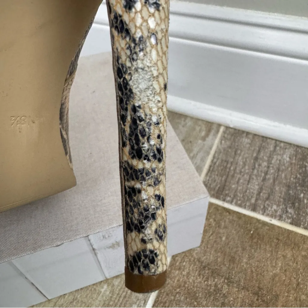 KELSI DAGGER OPEN TOE, Black Leather Snake skin High Heel, Laisey Pumps Sz‎ 8.5 - Image 9