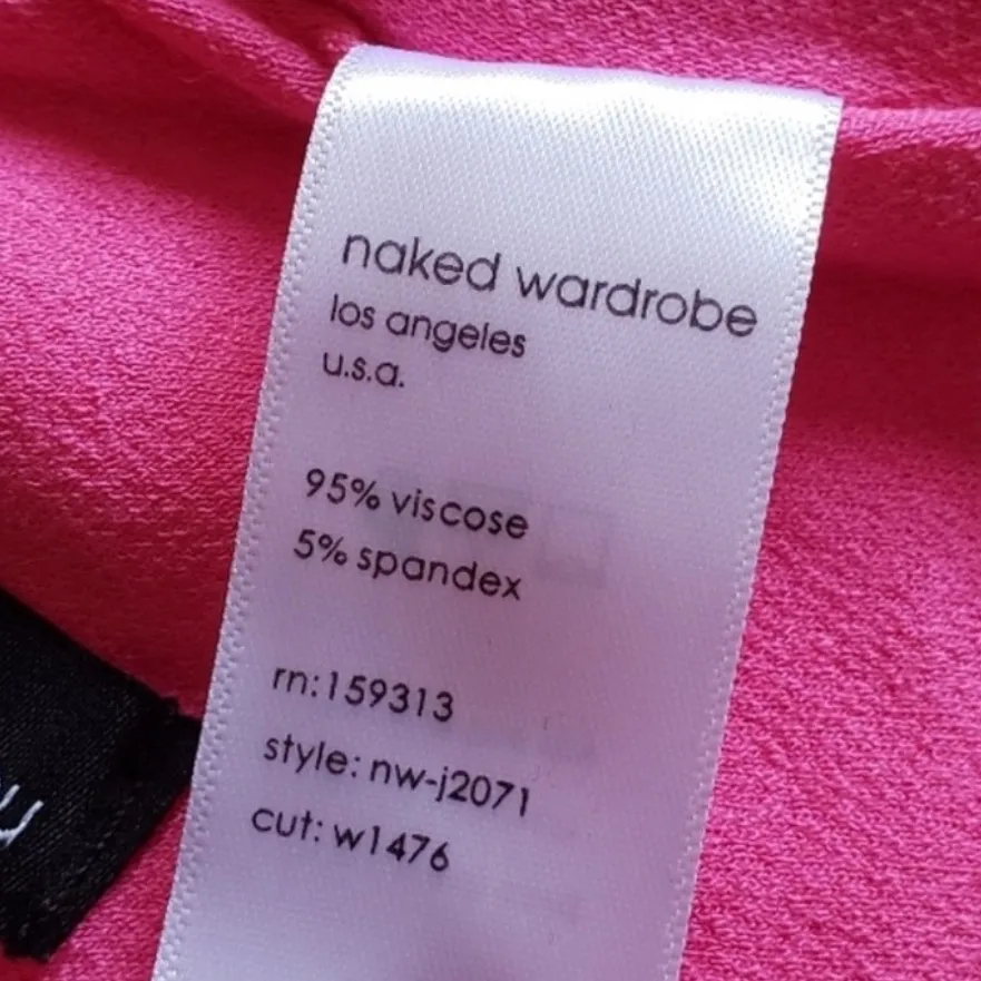 Naked Wardrobe Jumpsuit Flare Leg Low Back Stretch Bodycon Pink NEW Size 1 - Image 5