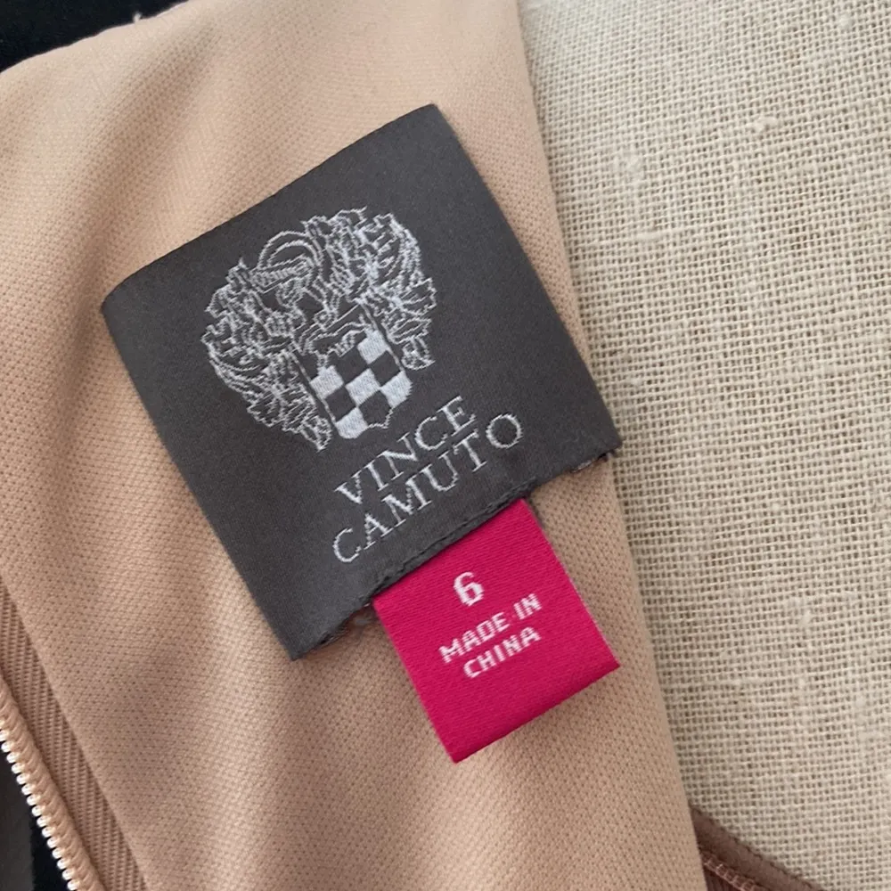 Vince Camuto elegant dress. Sheer top layer. Double nude layer underneath. - Image 6