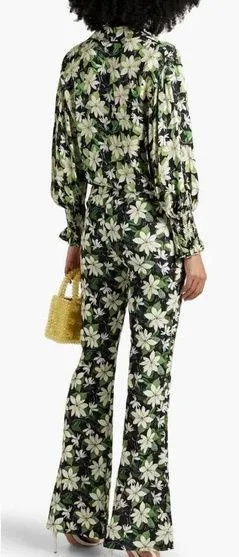 Alice + Olivia Julius Collared Blouse & Olivia Bootcut Pant in Leaf Green - Image 2