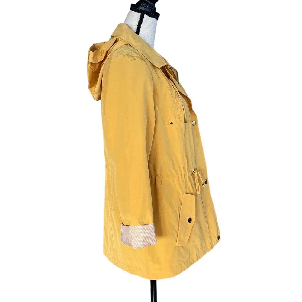 Charter Club Medium Anorak Jacket Full-Zip Water Resistant Hooded Lined Yellow - Image 5