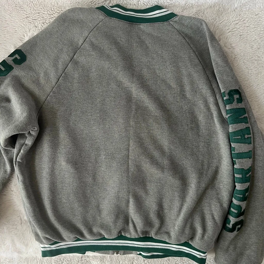 Women's PINK by VS Michigan State University Spartans Varsity Jacket M Gray Size M - Image 5
